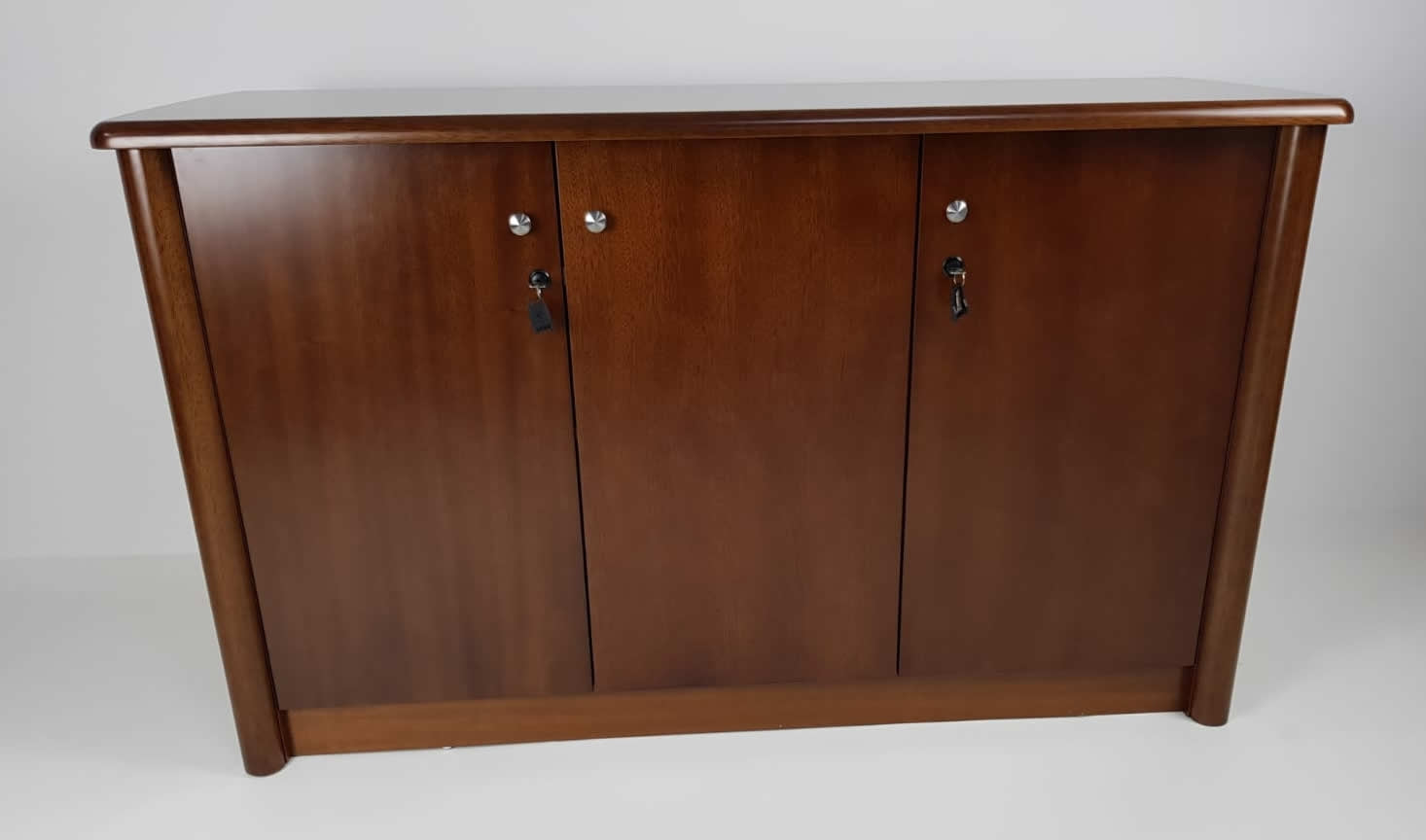 Real Wood Veneer Three Door Executive Walnut Cupboard - 6846T